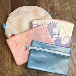 Bundle of Four Cosmetic Make Up Travel Bags Pastel Goth Kawaii